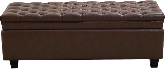 WUTUTUEE 50" Faux Leather Storage Ottoman Bench, End of Bed Upholstered by WUTUTUEE