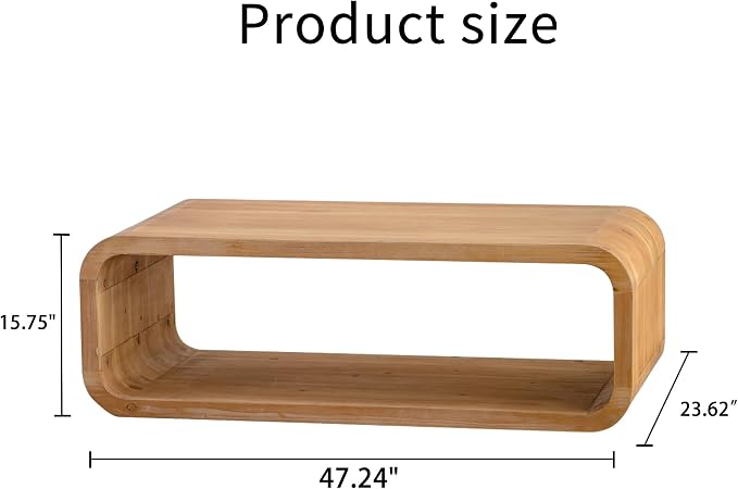 Modern Wood Coffee Table, Rectangular Minimalist Center Table - Image 2
