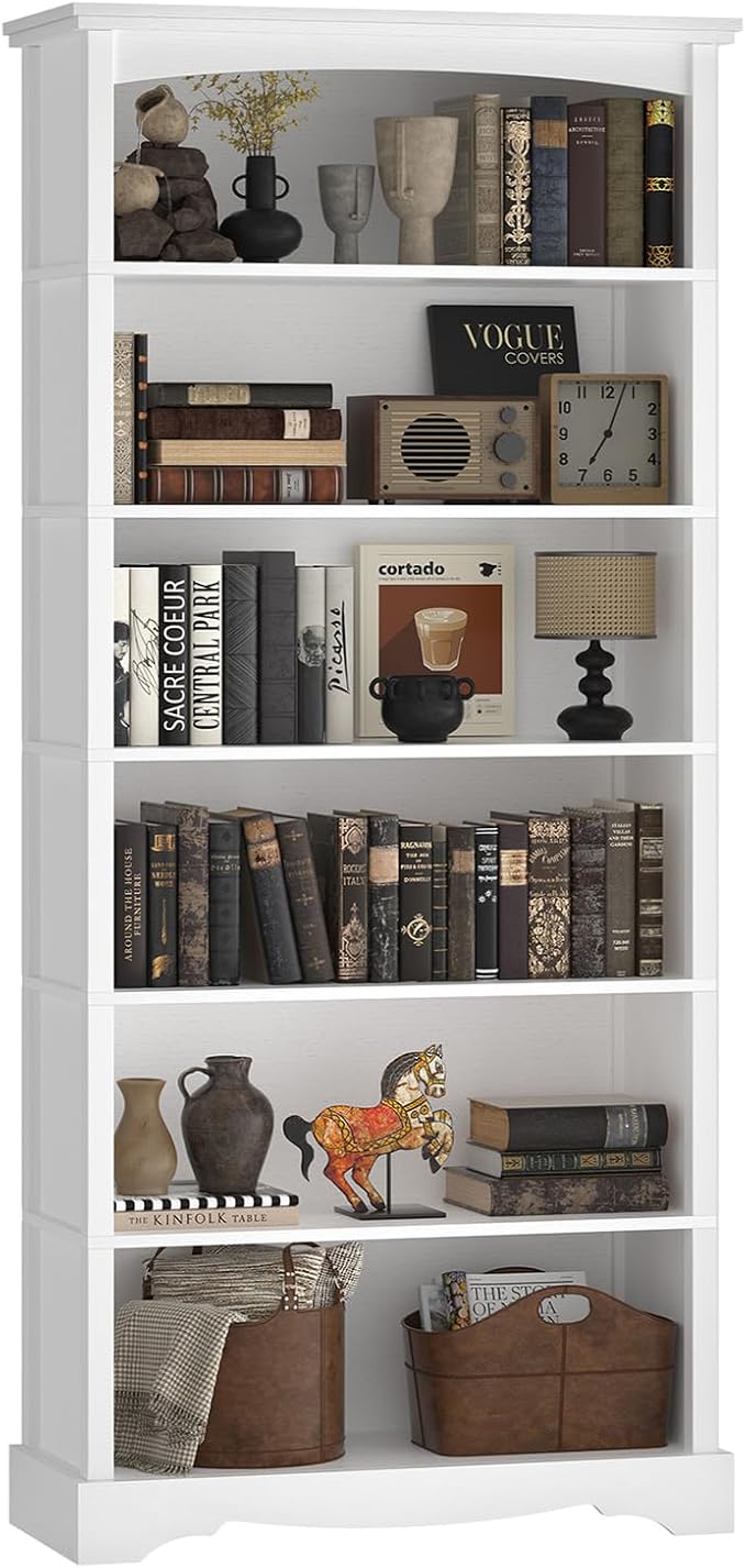 TVU 6-Tier Wooden Bookshelf, 76 Inch Tall Bookshelf by TVU