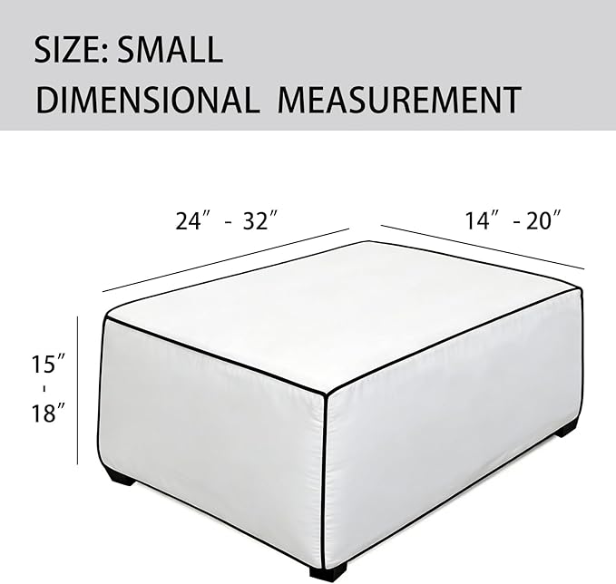 Super Stretch Ottoman Cover- Soft Form Fit Ottoman Cover Rectangular Ottoman - Image 3