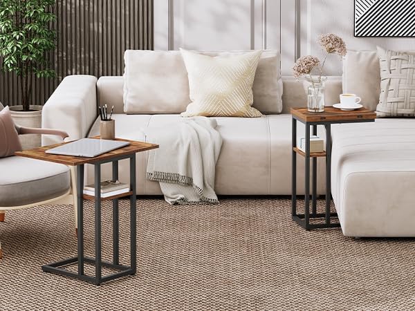 HOOBRO Foldable C Shaped End Table, C Shaped Side Table - Image 6