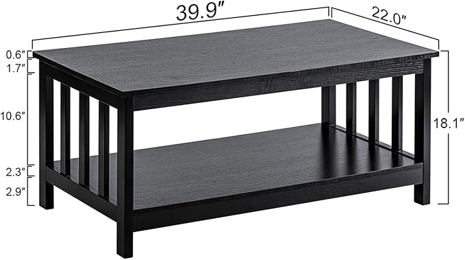 ChooChoo Mission Coffee Table, 40 Black - Image 2