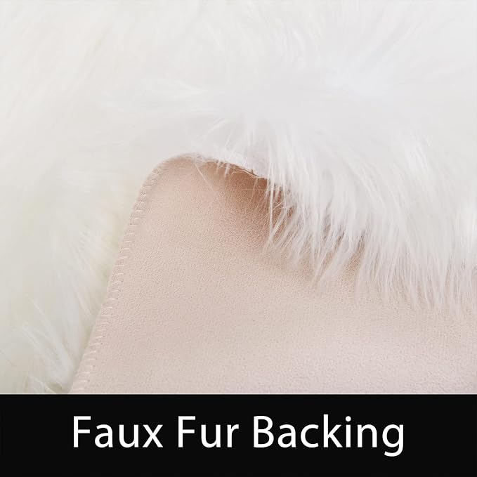 Latepis 5x7 Area Rugs White Furry Faux Sheepskin Rug Washable Fluffy Fur Rug - Image 3