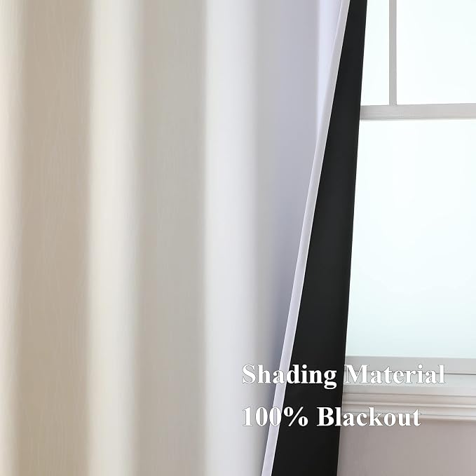 Estelar Textiler Beige and Greyish White Ombre Blackout Curtains 45 Inch Length - Image 5