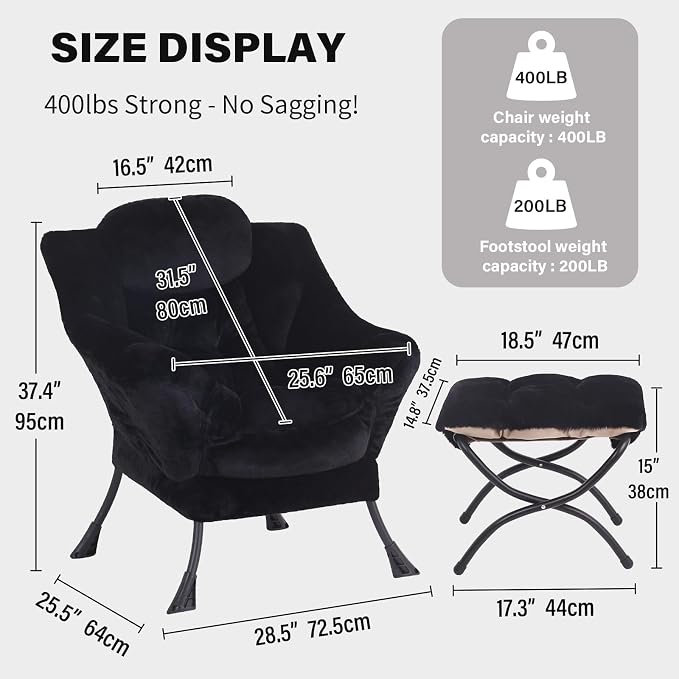 Tiita Lazy Chair with Ottoman, Comfy Leisure Sofa Armchair with Ottoman - Image 2