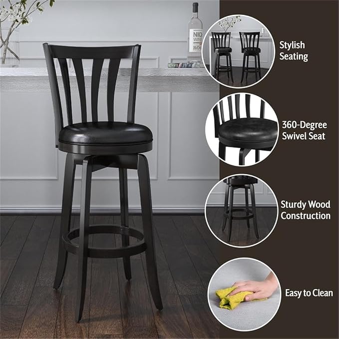 Hillsdale Savana Wood Bar Height Kitchen Stool, 29.5" High - Image 4