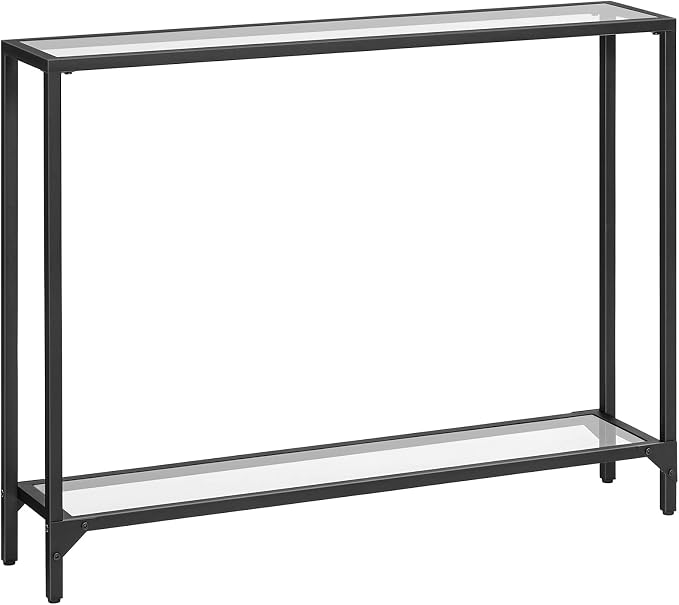 HOOBRO 39.4" Narrow Console Table, Tempered Glass Sofa Table, Behind Couch by HOOBRO