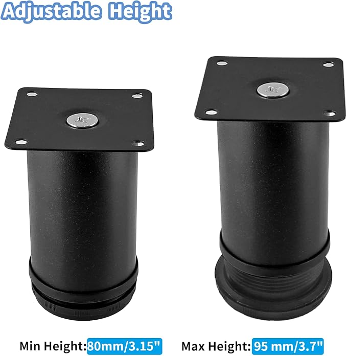 Set of 4 Stainless Steel Furniture Legs 3 Inch, Adjustable Round Cabinet Legs - Image 3