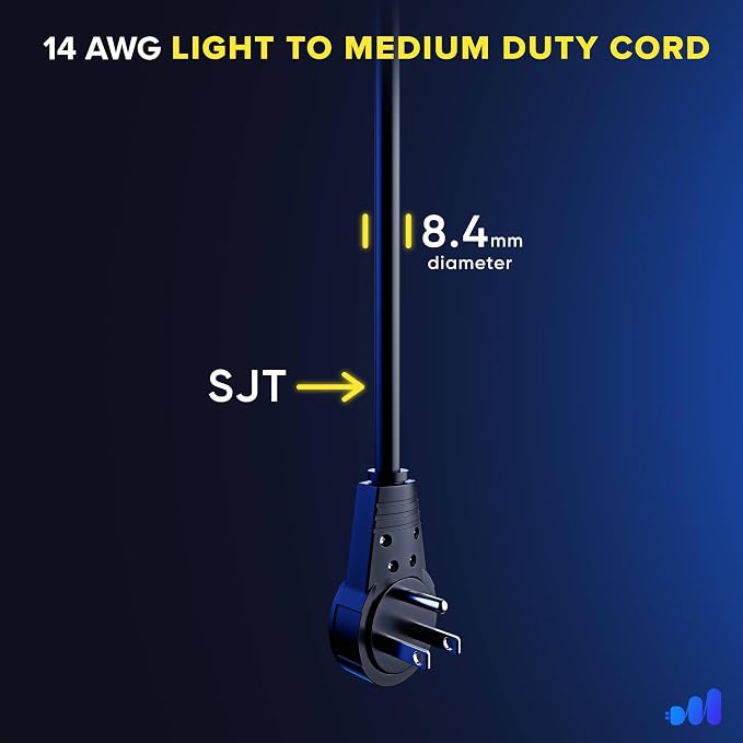 Maximm Extension Cord 1 Foot – 360° Rotating Flat Plug, 3-Prong Grounded Power - Image 5