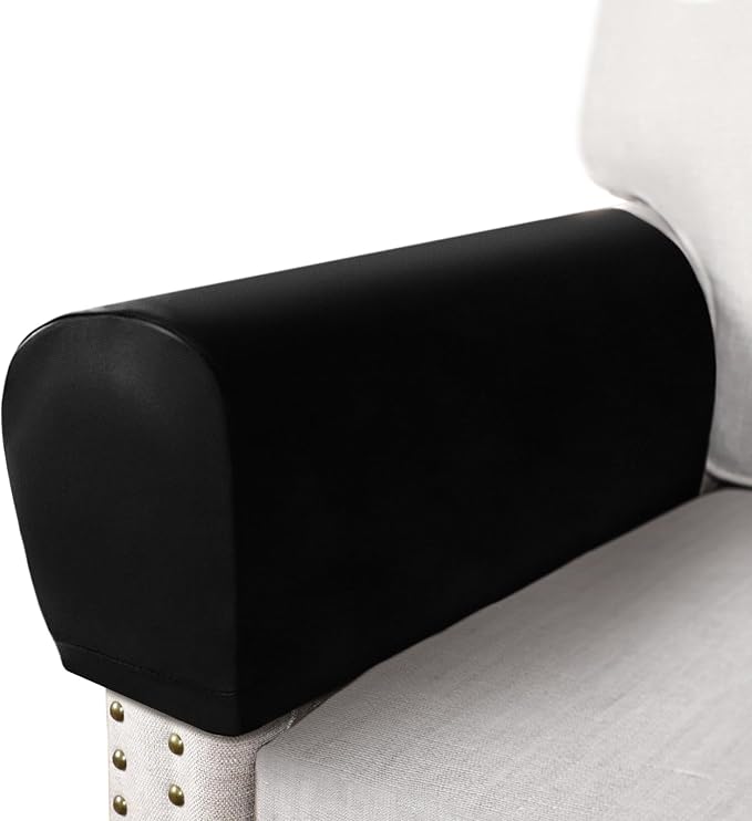 PU Leather Armrest Covers for Sofa Couch Arm Slipcover Set of 2 Stretch by ANARACHON