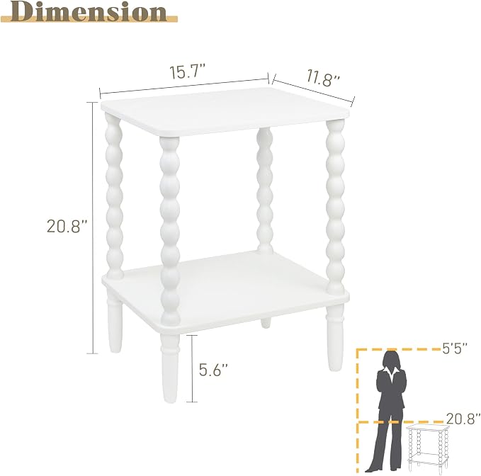 Fultyle White End Table, Small Side Table - Image 3