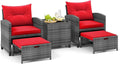 Tangkula 5 Pieces Patio Conversation Set, PE Wicker Rattan Outdoor Furniture Set by TANGKULA