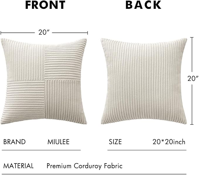 MIULEE Beige Decorative Throw Pillow Covers 20x20 Inch - Image 6