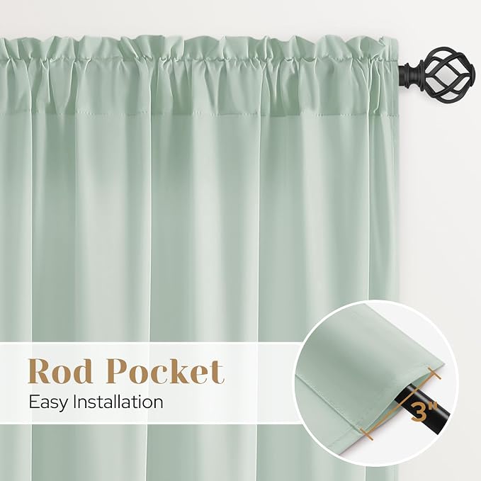 HOMEIDEAS Non-See-Through Sage Green Privacy Sheer Curtains, 52 X 54 Inches - Image 5