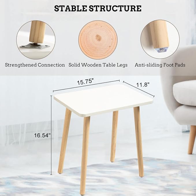 FORAOFUR Small Side Table, Modern Wood Mini Coffee Table, Easy Assembly Compact - Image 7