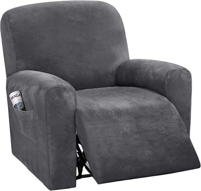 H.VERSAILTEX Velvet Stretch Recliner Couch Covers 4-Pieces Style Recliner Chair by HVERSAILTEX