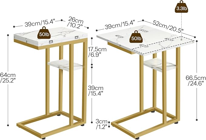 HOOBRO Foldable C Shaped End Table, C Shaped Side Table - Image 3