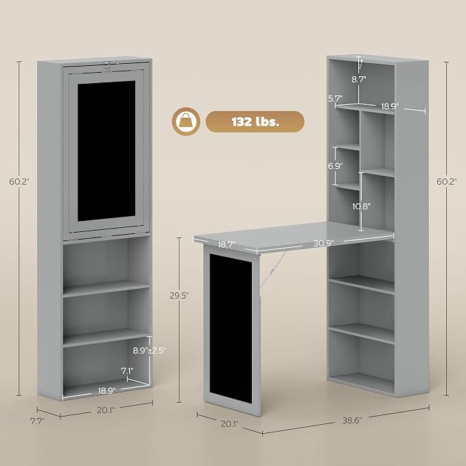 HOMCOM Fold-Out Convertible Writing Table, Computer Desk - Image 3