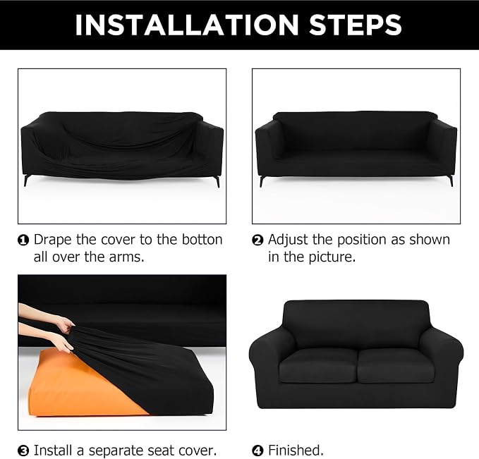 HunnmingRe Sofa Covers for 3 Cushion Couch Stretch Sofa and Loveseat Covers Set - Image 3