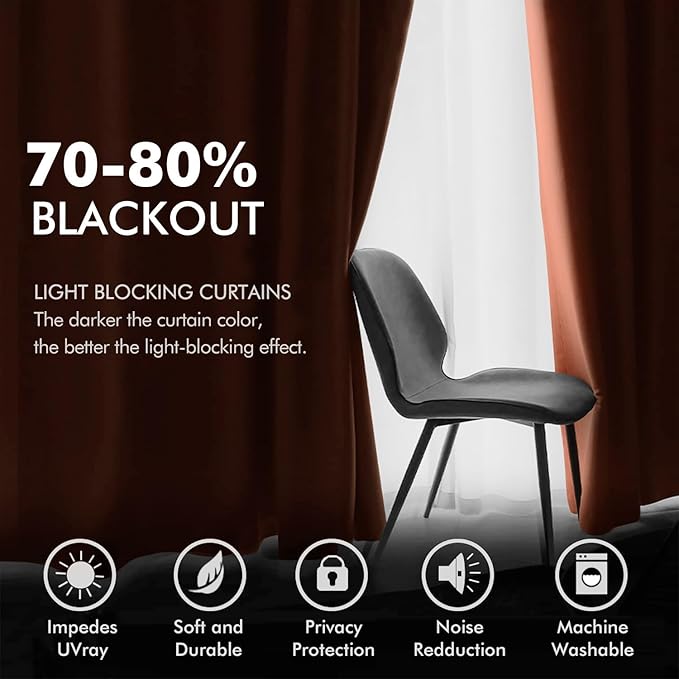 MIULEE Fall Velvet Curtains Elegant Grommet Burnt Orange Curtain Thermal - Image 4