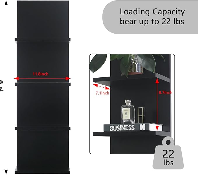 Homaterial Wall Shelves 4 Tier, Simple Vertical Corner Shelf - Image 3