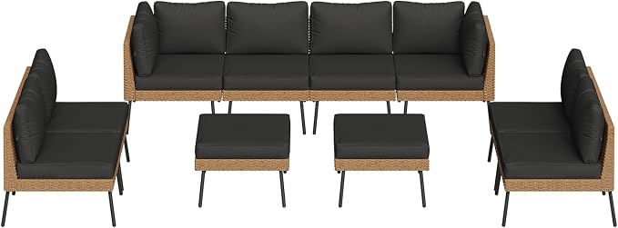 Aoxun 10 Piece Patio Furniture Set, 10 Seats Outdoor Sectional Sofas - Image 9