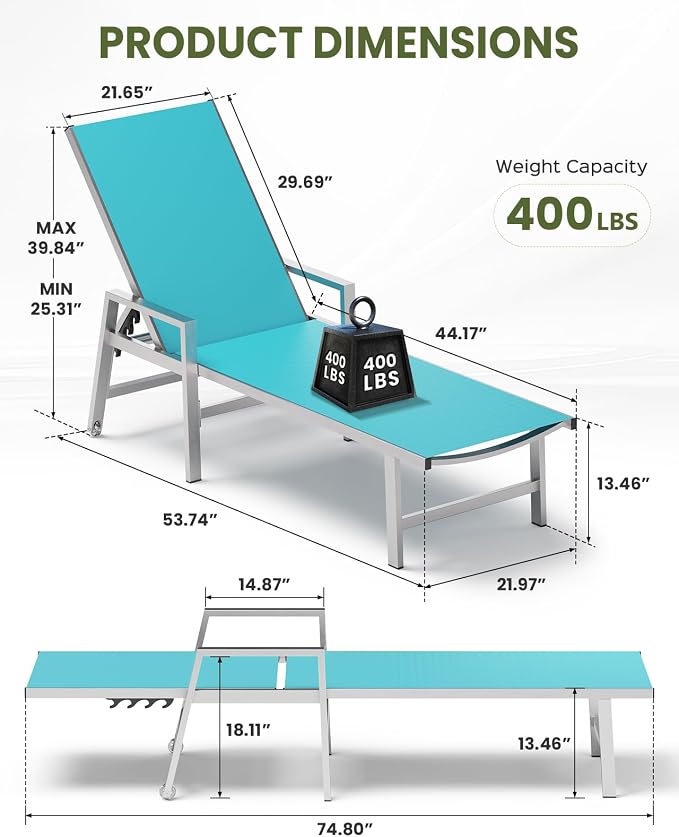 Patio Chaise Lounge Chair Outdoor Set of 2 - Image 2