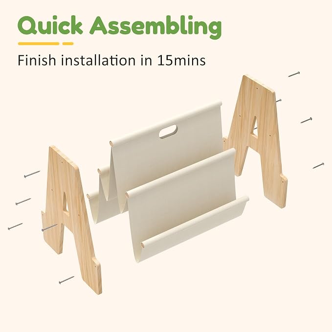 XiaZ Kids Bookshelf Wooden Montessori Toddler Bookshelf Solid Pine A-Frame - Image 5