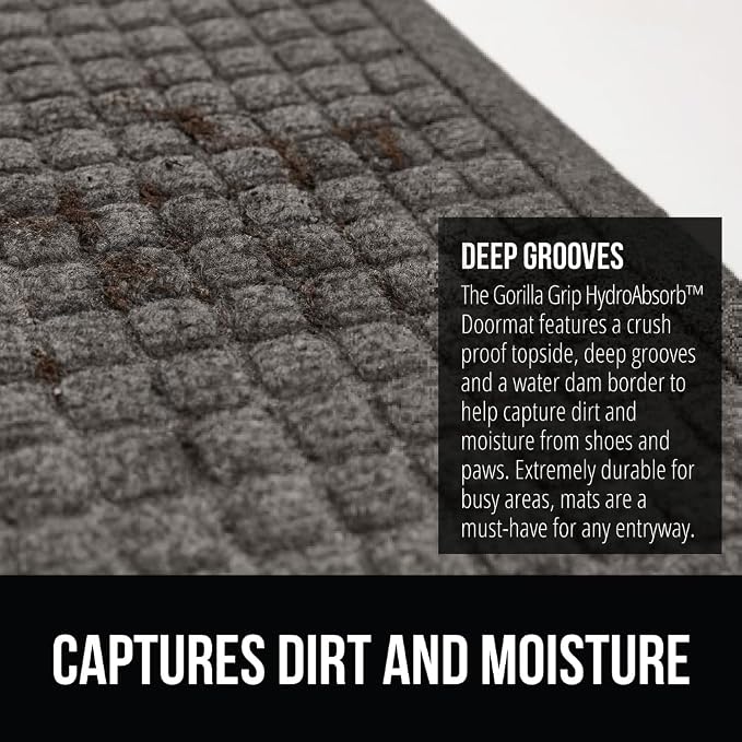 GORILLA GRIP® Ultra Absorbent Front Door Mat Outside Entrance, Traps Dirt and - Image 5