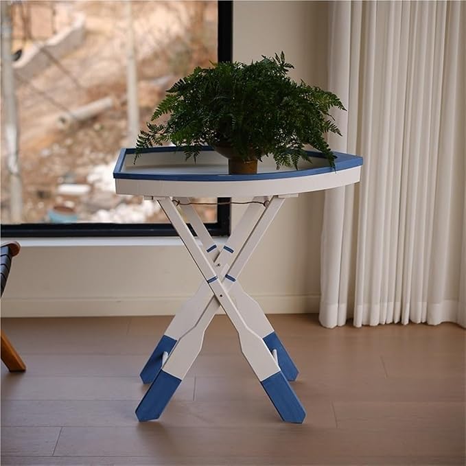 Boat-Shaped Solid Wood Folding Coffee Table, Foldable Accent Table - Image 7