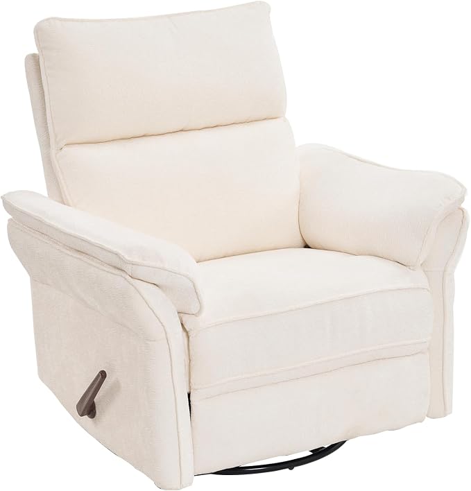 Rocking Chair Nursery with Adjustable Headrest, Manual Swivel Rocker Recliner - Image 9