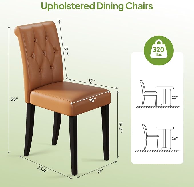 Welzona Upholstered Dining Chairs Set of 4, Button Tufted Parsons Dining Chair - Image 2