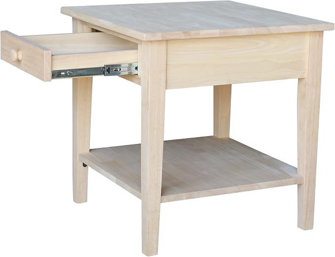 Solid Wood Spencer End Table, Unfinished - Image 6
