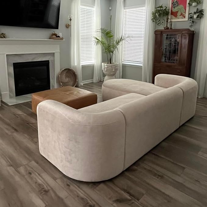 Acanva Luxury Modern Tight Curved Back Velvet Sofa, Minimalist Style Comfy Couch - Image 6