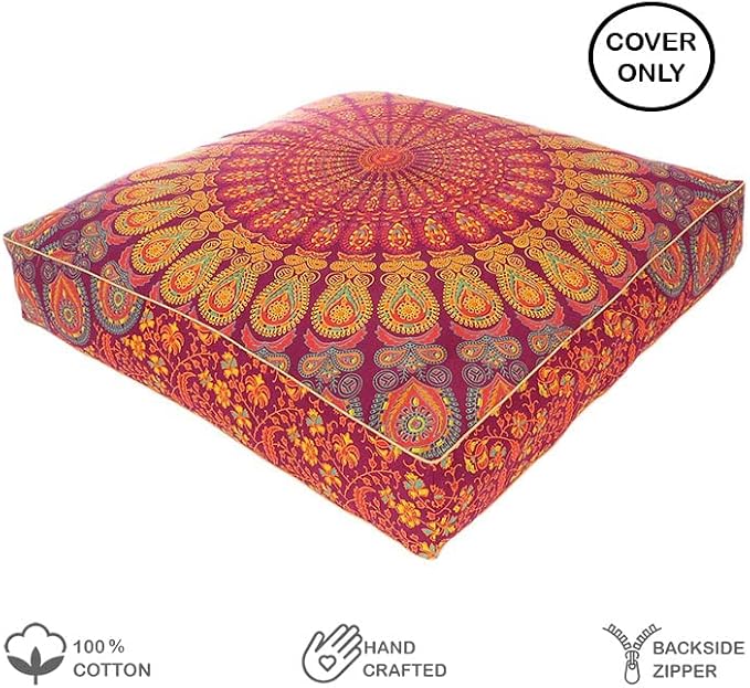 Mandala Floor Pillow Cover Meditation Cushion Seating Throw Hippie Round - Image 2