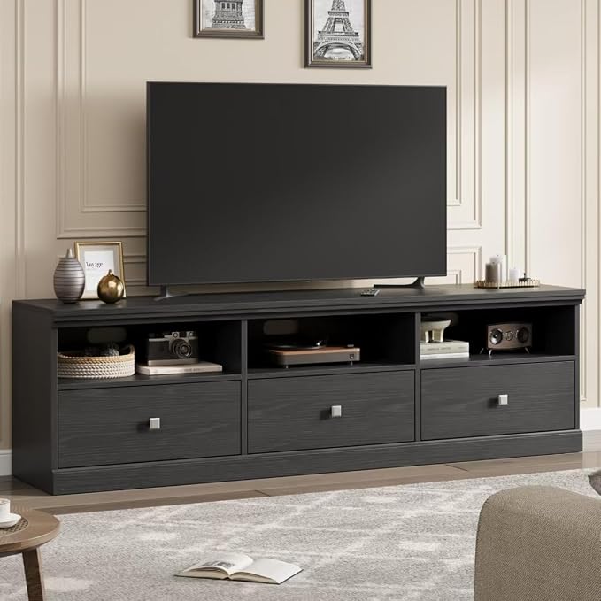 IDEALHOUSE 70in TV Stand for TVs up to 80", Mid Century Modern Entertainment by IDEALHOUSE