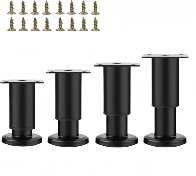 4PCS Adjustable 3.1-4.7 Inch Metal Furniture Legs Black Furniture Replacement by SWTOOL