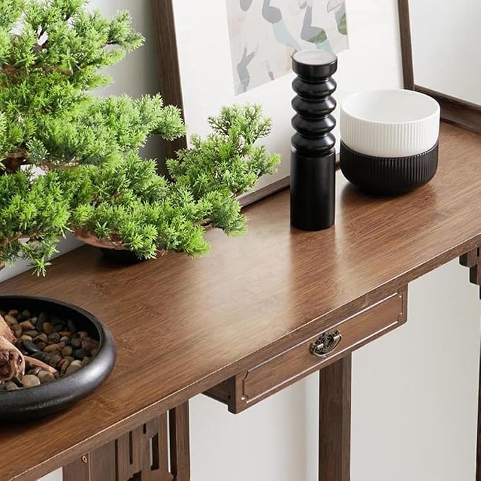 Japanese Style Console Table, Bamboo Accent Table - Image 4
