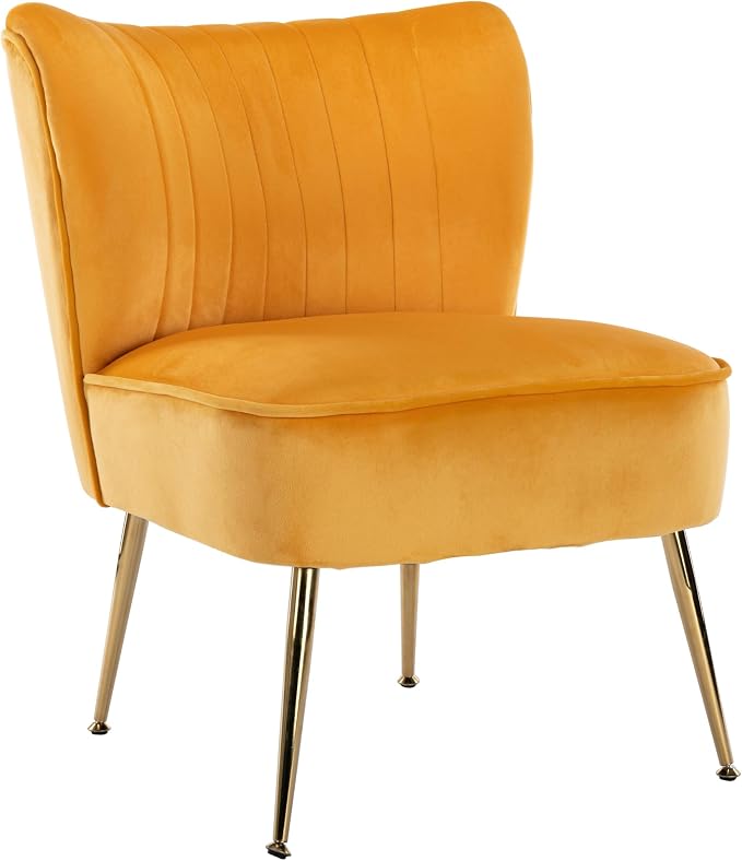 Velvet Accent Chair Set of 2 Comfy Living Room Chair Armless Slipper Mid - Image 9