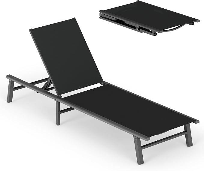 Ciokea Foldable Outdoor Lounge Chair, No Assembly Patio Chaise Lounge Outdoor by CIOKEA