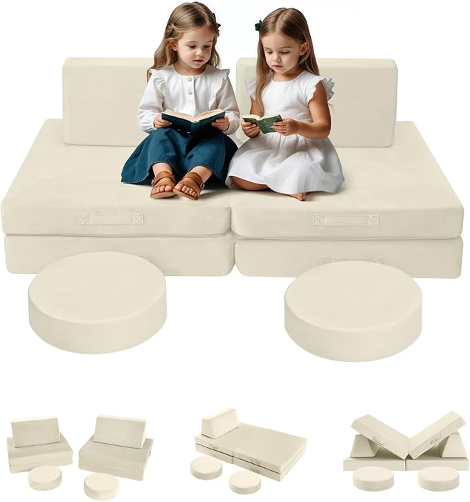 MeMoreCool Kids Play Couch, 8-Piece Modular Foam Sofa by MeMoreCool
