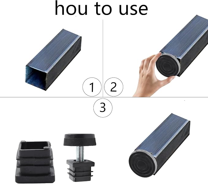 8Pcs Adjustable Leveling Feet 25 x 25mm Square Insert Kit Furniture Glide - Image 6