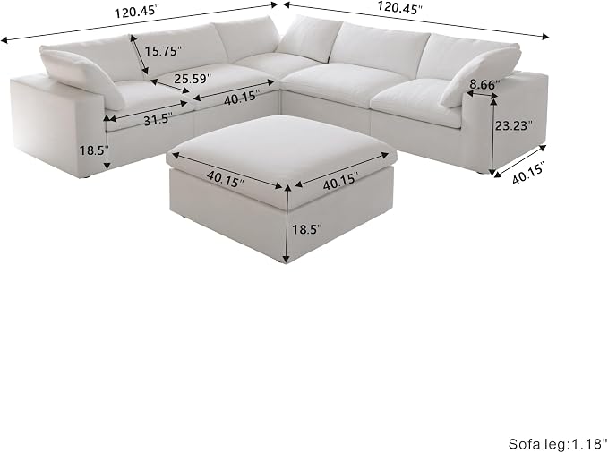 Cloud Modular Sectional Sofa Couch, Oversized Couch 6 Seater - Image 2