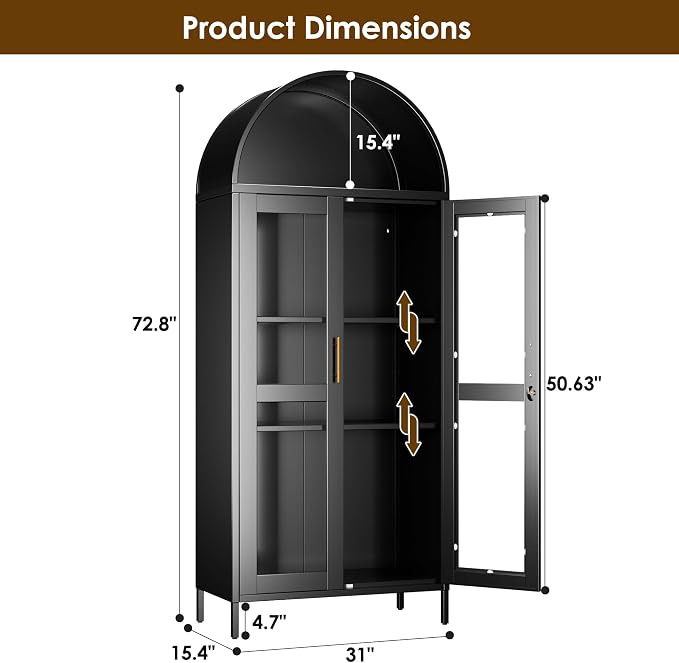 VEXPOR 73" Tall Arched Display Cabinet - Image 2