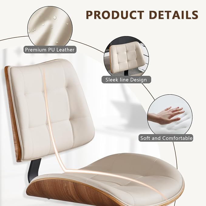 Home Office Desk Chair with Wheels, Adjustable Height Armless Office Chair - Image 7