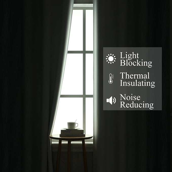 Estelar Textiler Stone Blue and Greyish White Blackout Curtains 96 Inches Long - Image 3
