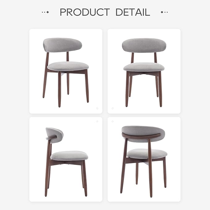 COLAMY Wooden Dining Chairs Set of 4, Modern Fabric Upholstered Dining Room - Image 9
