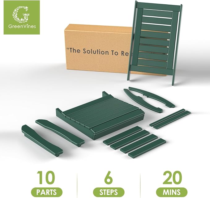 GREENVINES Outdoor Rocking Chairs | Set of 2 | Porch Rocker | HDPE Plastic | - Image 8