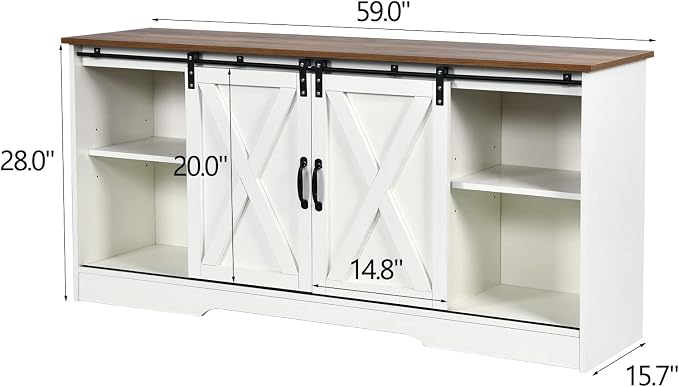 4 EVER WINNER TV Stand for 65 Inch TV for Living Room, Modern Farmhouse Barn - Image 2
