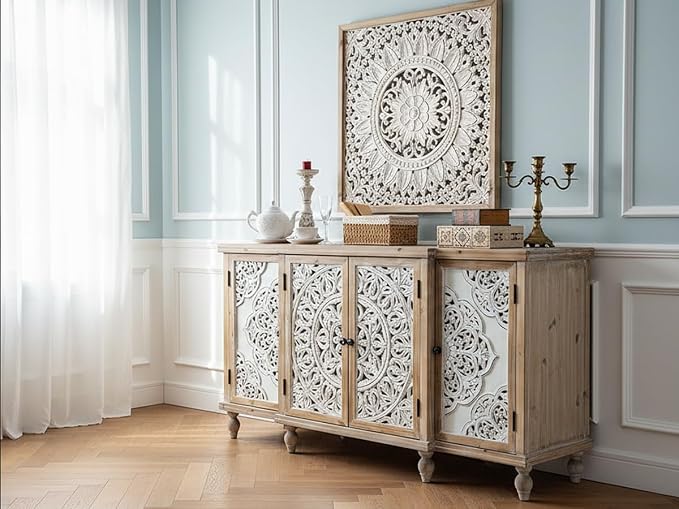 LKTART 63" Vintage Sideboard Buffet Storage Cabinets, French Country Sideboard - Image 6